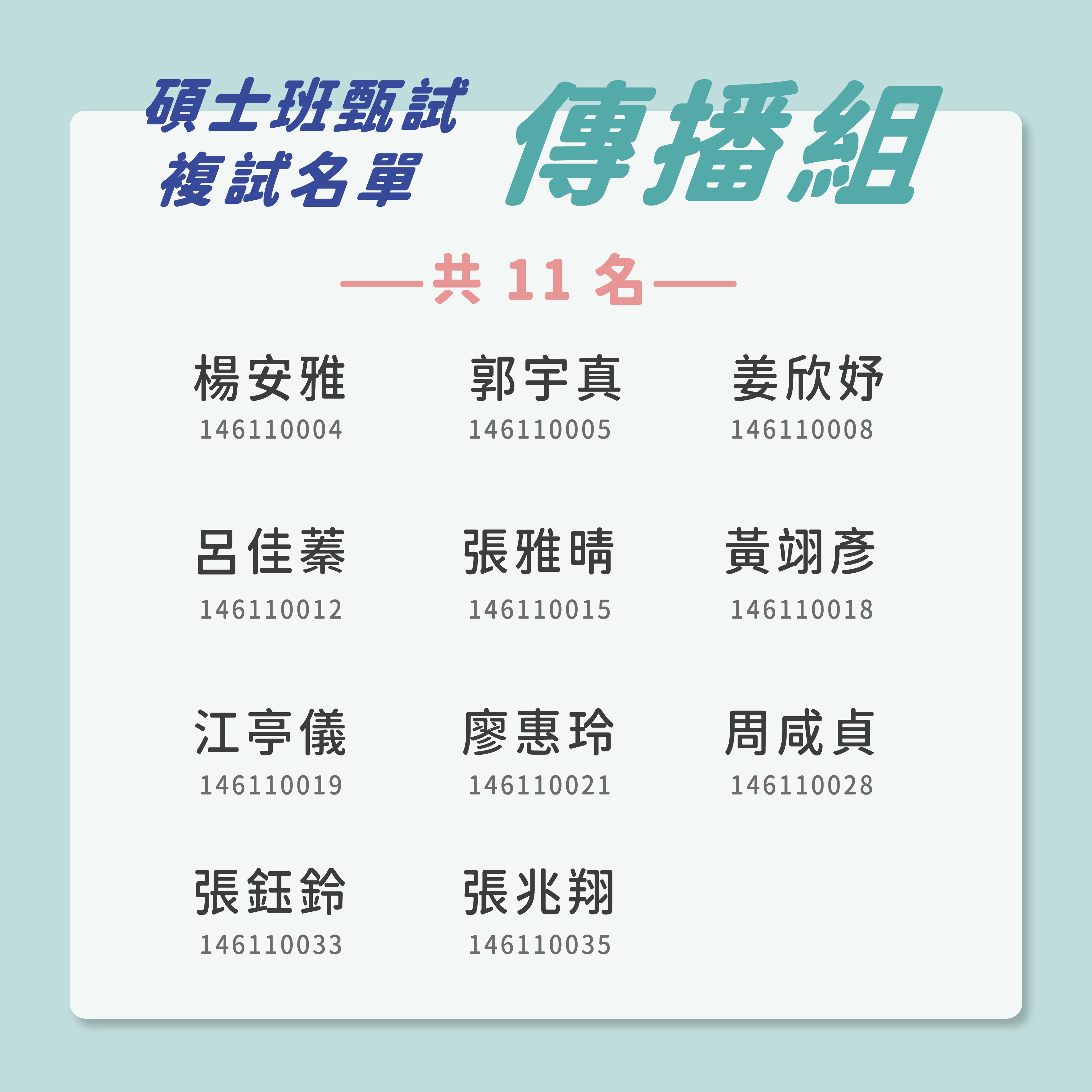 傳播組名單