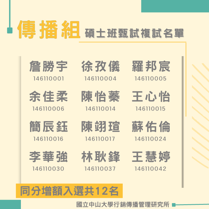傳播組名單