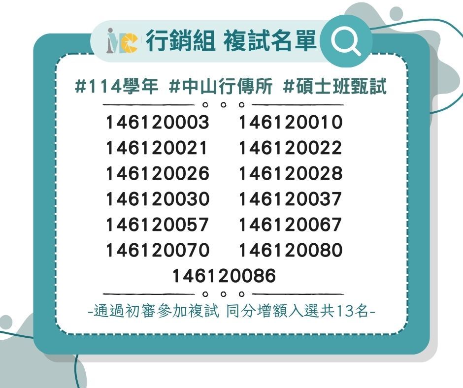 行銷組複試名單